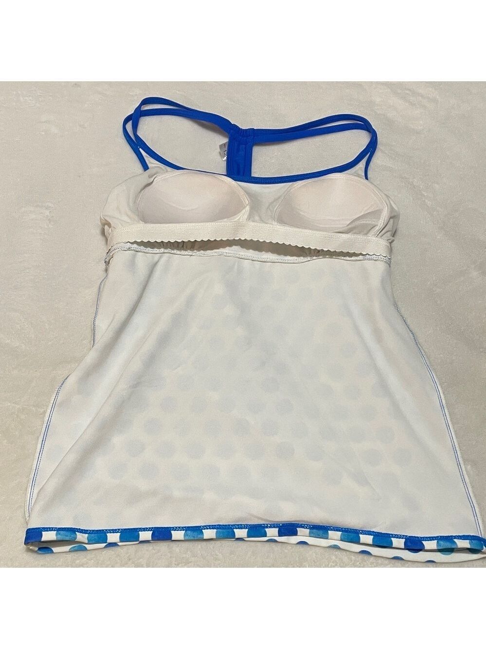 Lime Ricki Royal Blue and White Polka Dot Tankini Swim Top Large - Picture 3 of 8